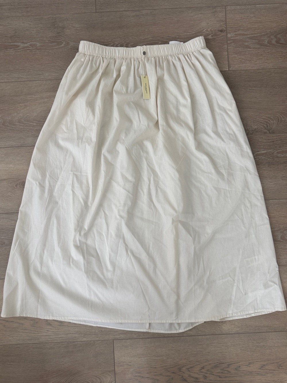 NWT Max Studio Cream Midi Gathered A-Line Skirt with Elastic Waist - Picture 2 of 8